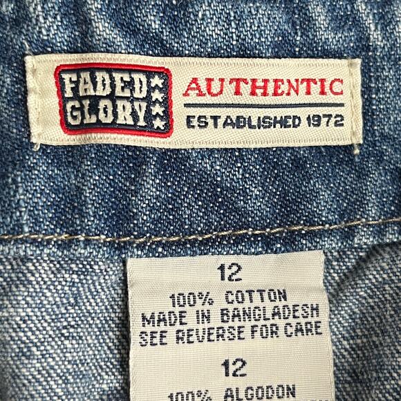 90s Vintage Faded Glory Denim Skirt Side Studs Retro Size 12 - Picture 3 of 7